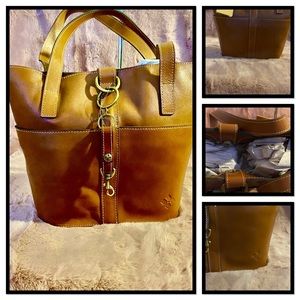 PATRICIA NASH NWT ESPELETTE TAN BUCKET TOTE